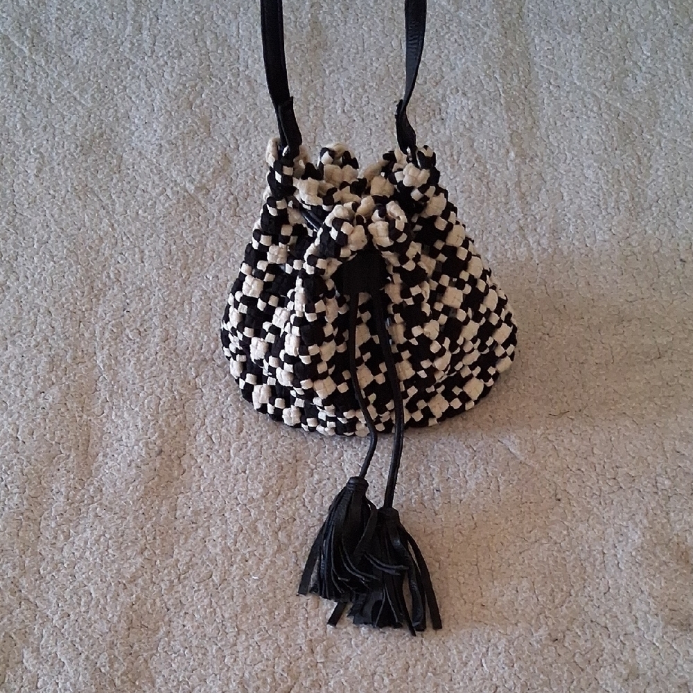 Zara Black and White Checkered Mini Bag